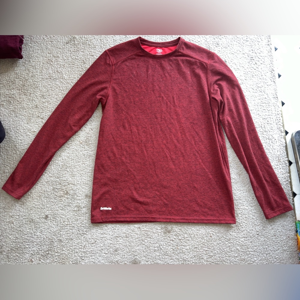 Athletic Works Mens Shirt Size M 38-40 Dark Red Long Sleeves Crew Neck DriWorks